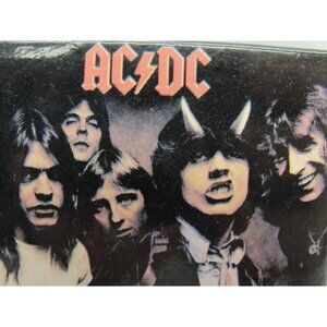 Rare AC/DC "Highway To Hell" Vintage Square Pin Button Pinback Brooch